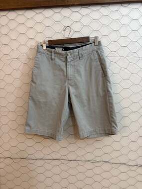 Volcom Men Short 32 Gray CottonBlend Straight Leg Regular Fit Flat Frot Bermuda
